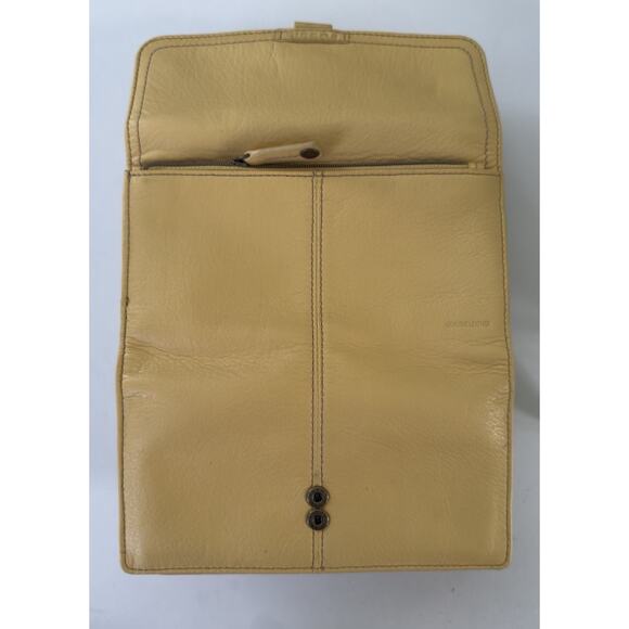 New Old Stock Vintage Fossil Yellow Bi Fold Checkbook Leather Yellow ID Wallet - Picture 5 of 9